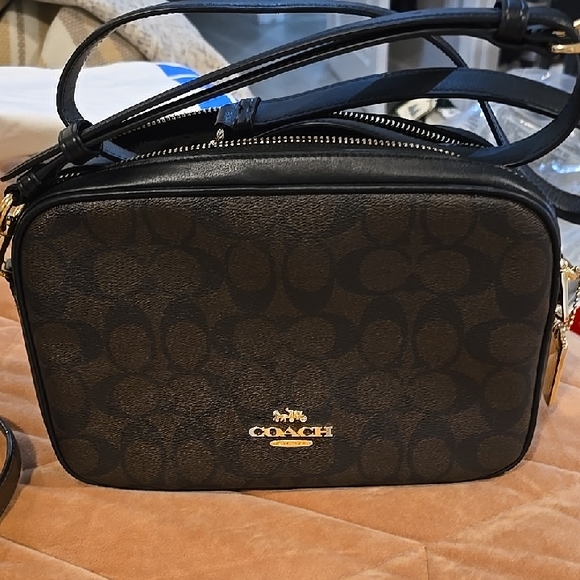 Coach Handbags - Coach Signature Black and Brown Crossbody Bag